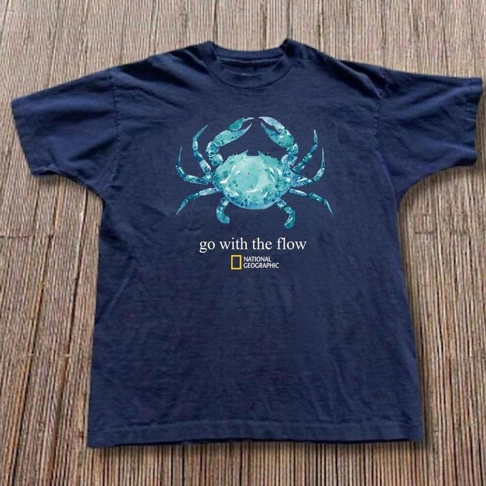 Gildan Navy Short Sleeve Tee with Teal Crab Graphic